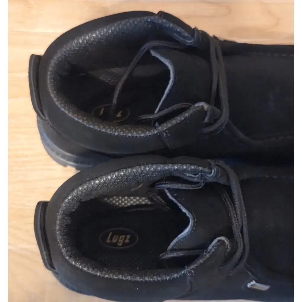 Lugz Fringe Chukka Boots Black Faux Nubuck Mens Size 12 Ankle Boot Lug Sole